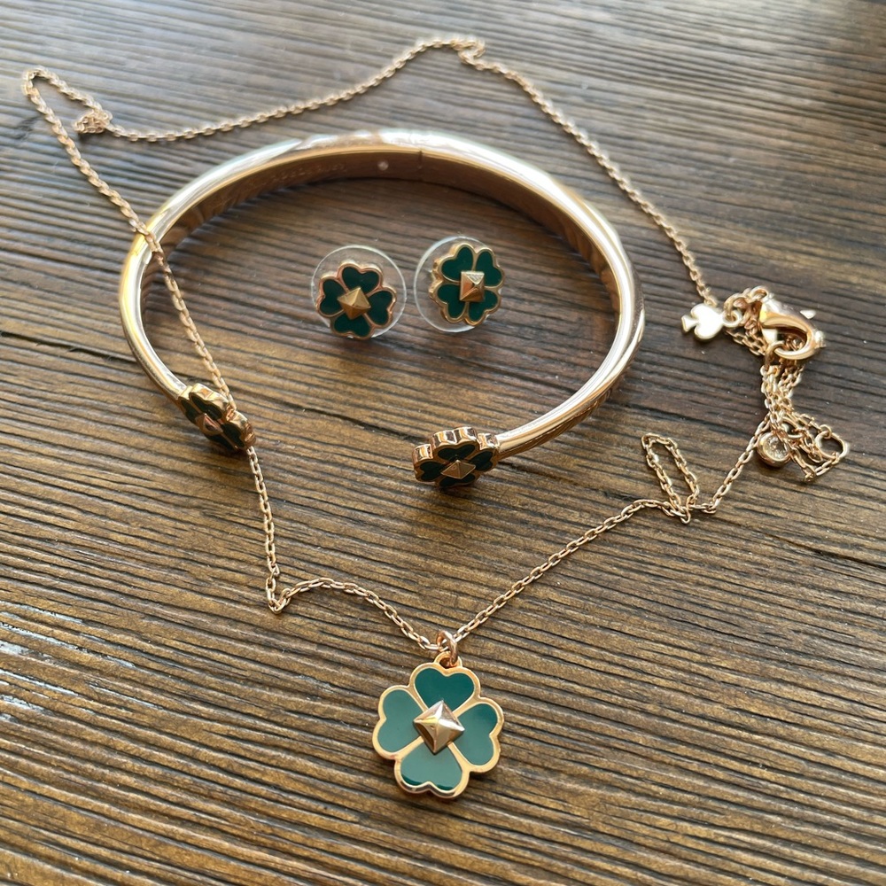 kate spade rose gold and emerald jewelry set